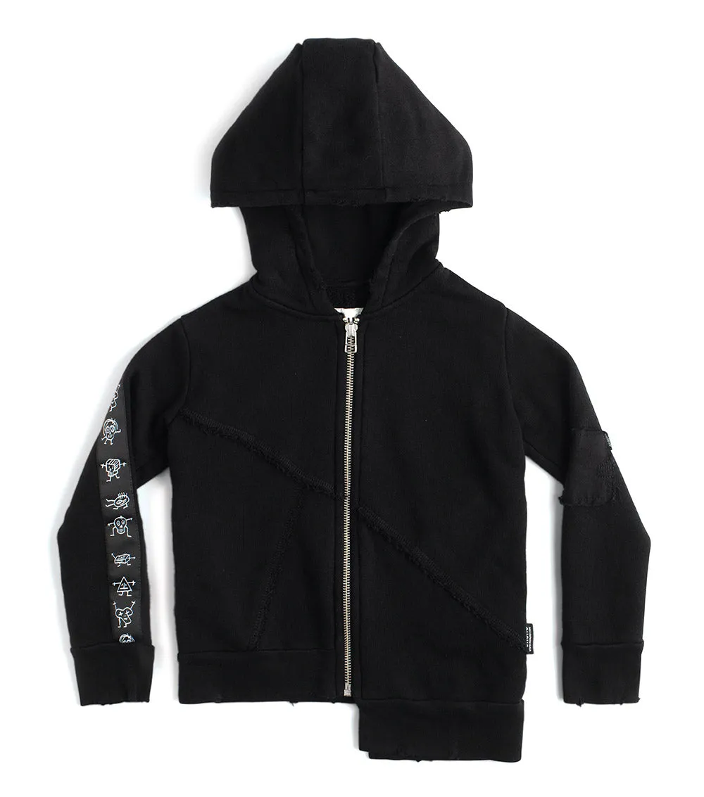 unbalanced zip hoodie