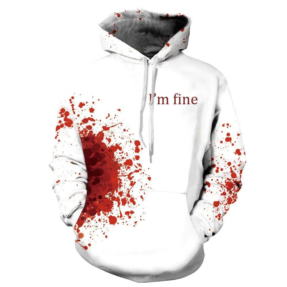 Unisex 3D Print Wound Horror Blood Hoodies Jumper