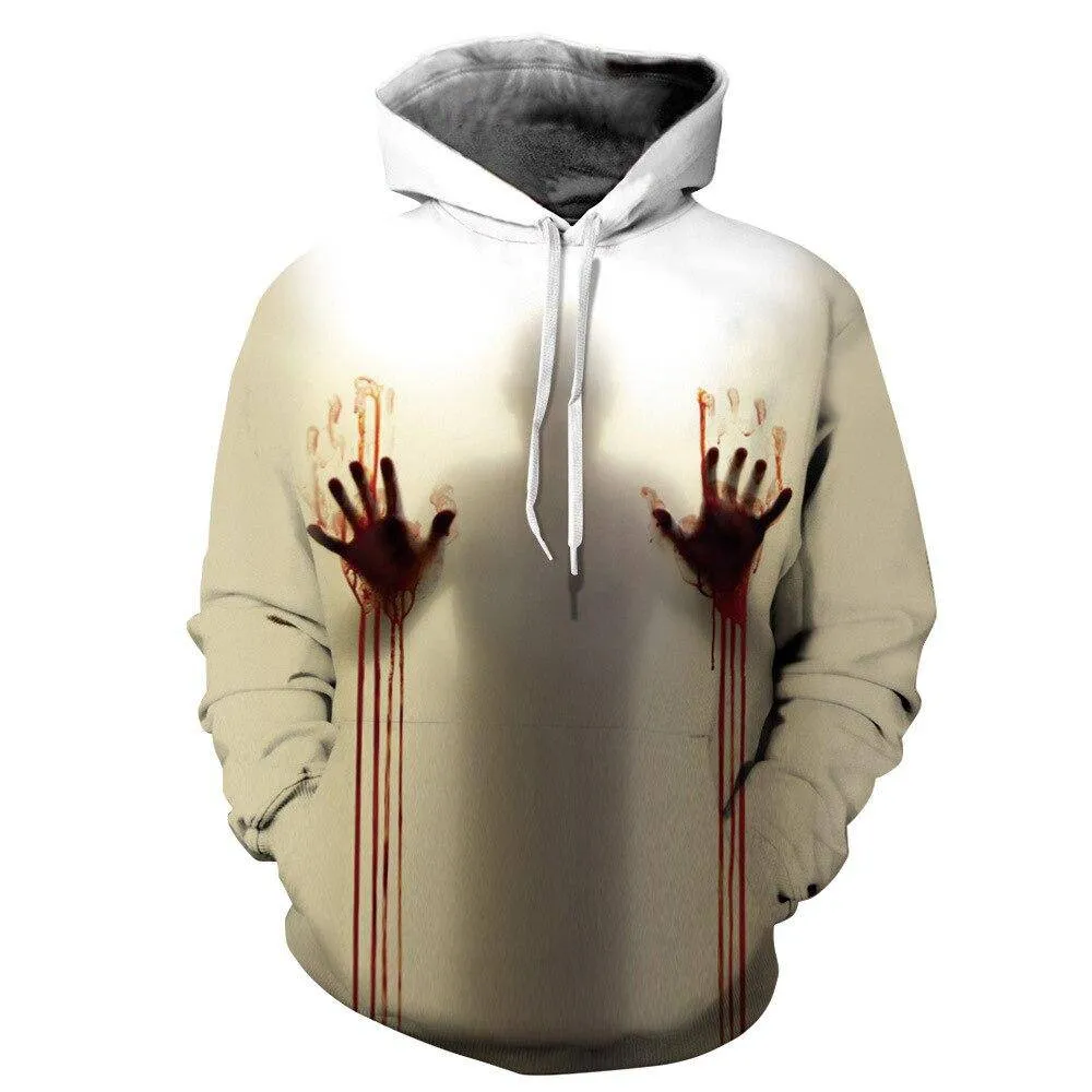 Unisex 3D Print Wound Horror Blood Hoodies Jumper