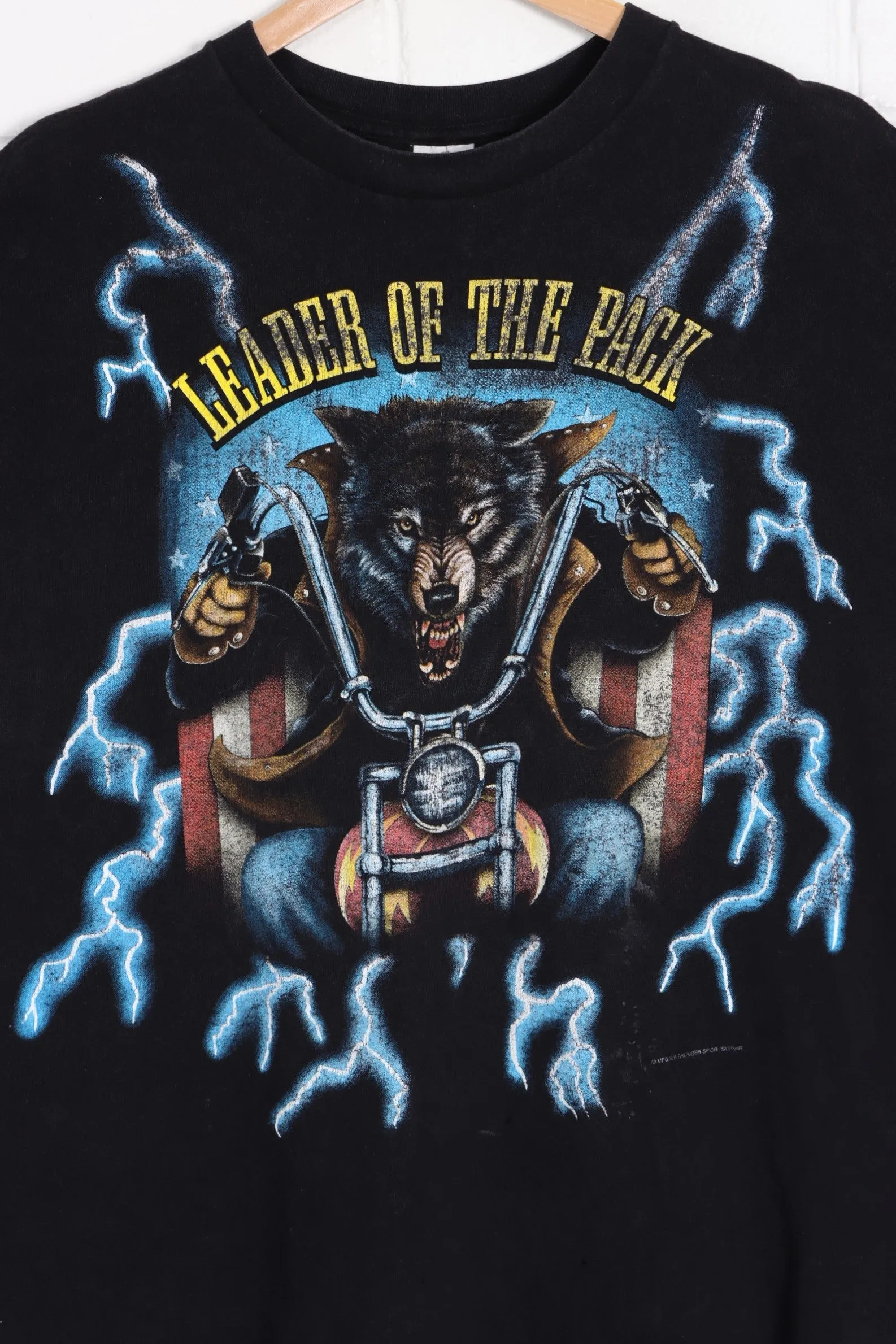 USA THUNDER Leader of The Pack Biker Wolf T-Shirt (L-XL)