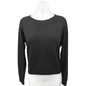 Vince Women's Black Knit Crew Neck Long Sleeve Pullover Stretch Sweater Top S