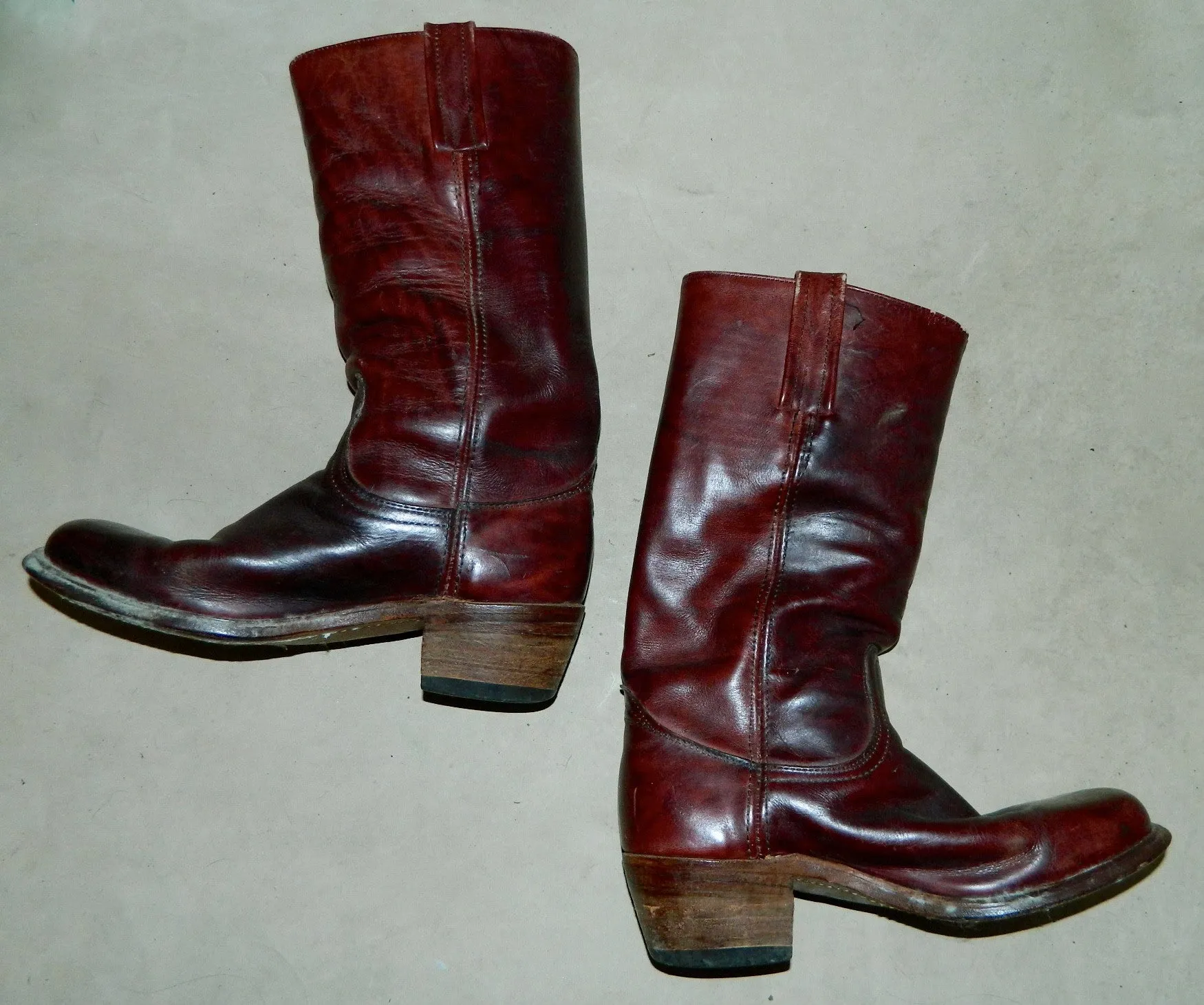 vintage 1970s burgundy FRYE boots Mens 9 D leather Harness Campus black label