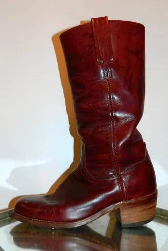 vintage 1970s burgundy FRYE boots Mens 9 D leather Harness Campus black label