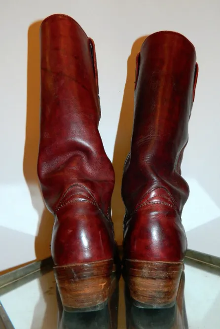 vintage 1970s burgundy FRYE boots Mens 9 D leather Harness Campus black label