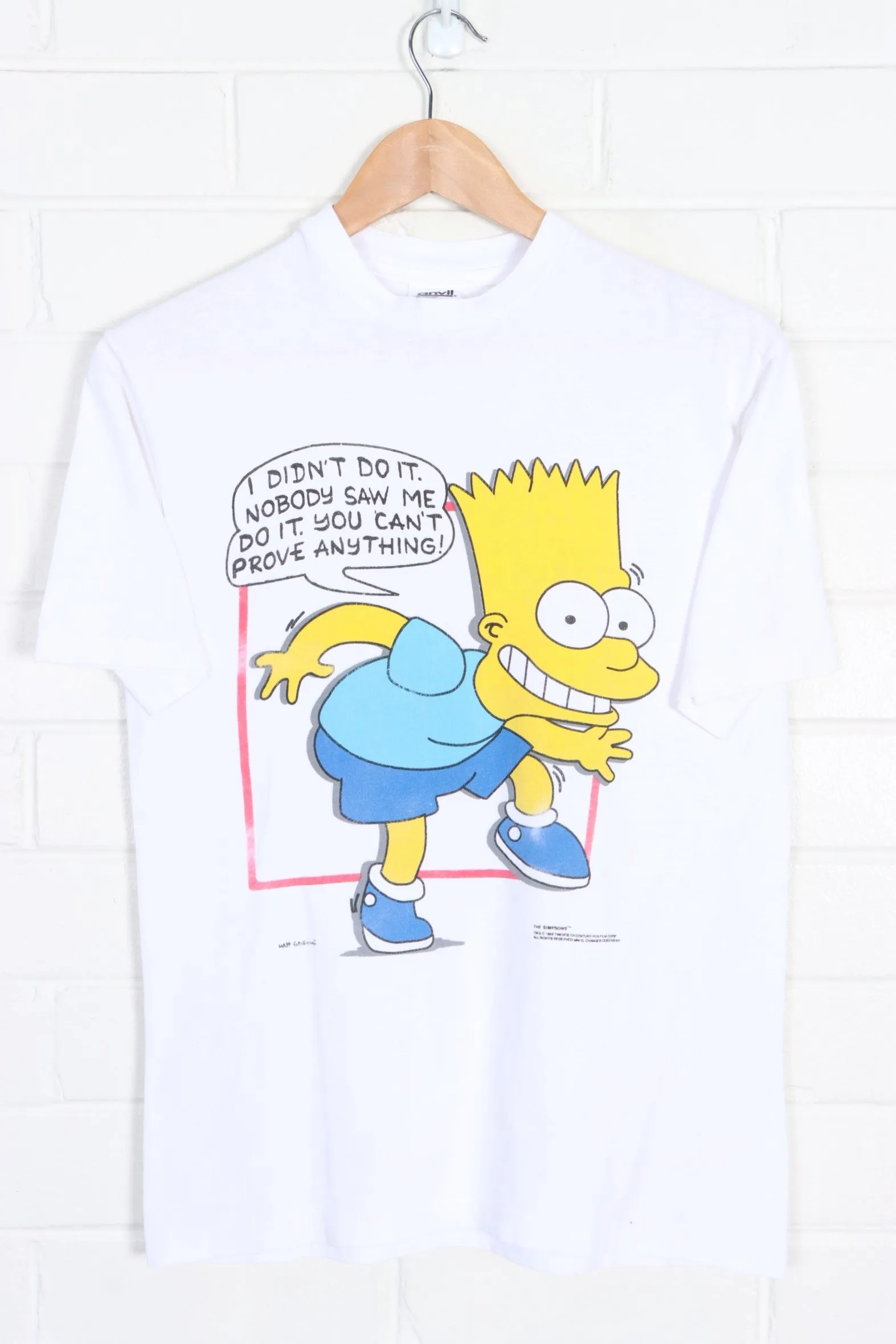 Vintage 1990 The Simpsons Bart Single Stitch T-Shirt USA Made (S)