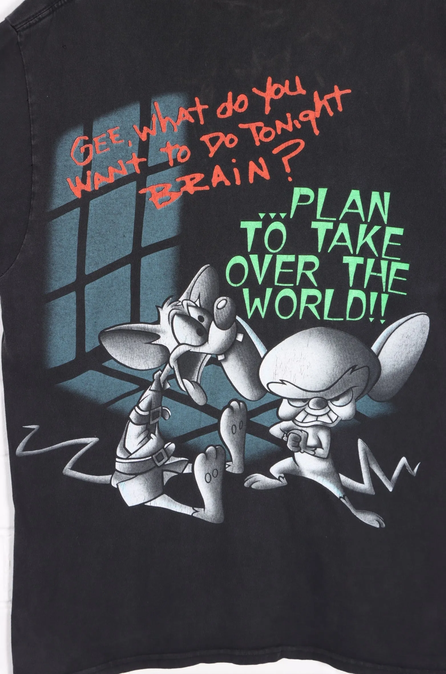 WARNER BROS 1995 Pinky & The Brain Front Back Single Stitch T-Shirt (L)