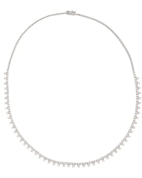 White Diamond Tennis Crown Necklace