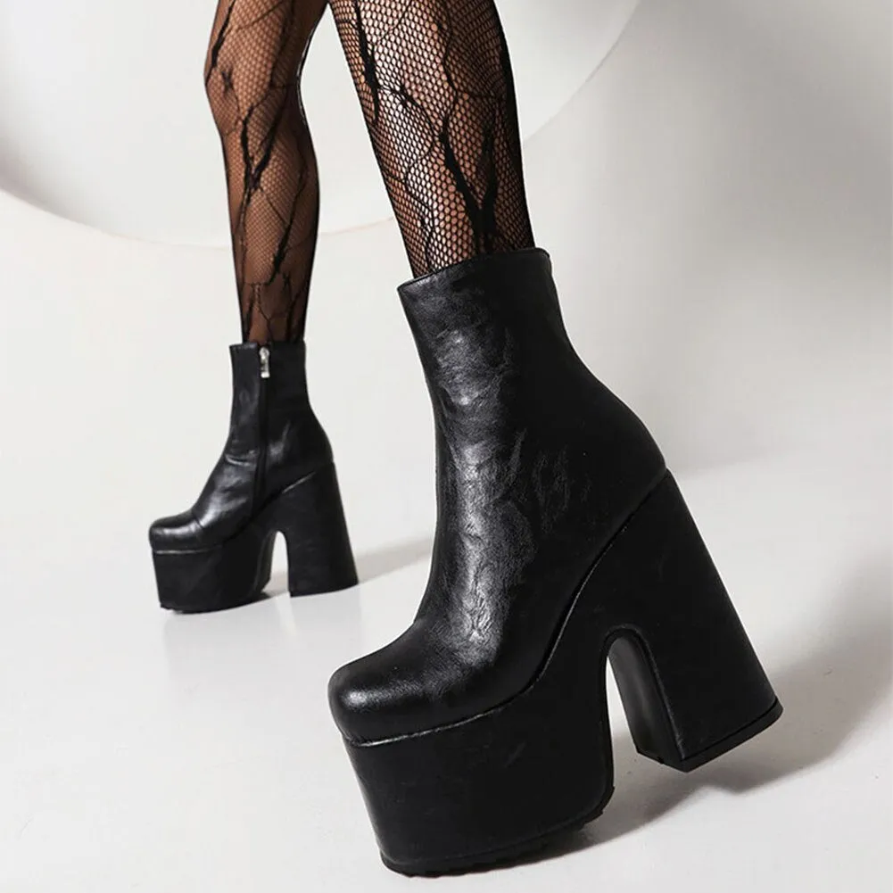 Women's Luxury Metal Buckle Fashion Zipper High Heels Motorcycle Boots