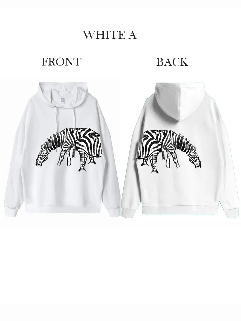 Zebra Dual Match Hoodies Unisex Valentine Artist Hand Painting A& B Couple Matching Hoodies