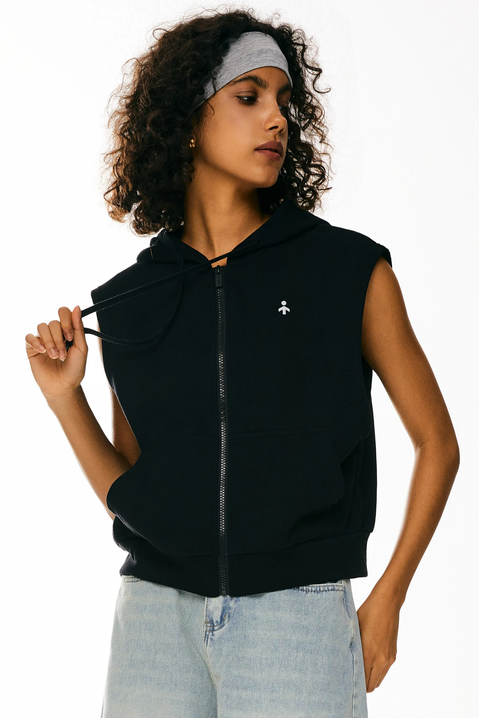 Zip Up Sleeveless Hoodie