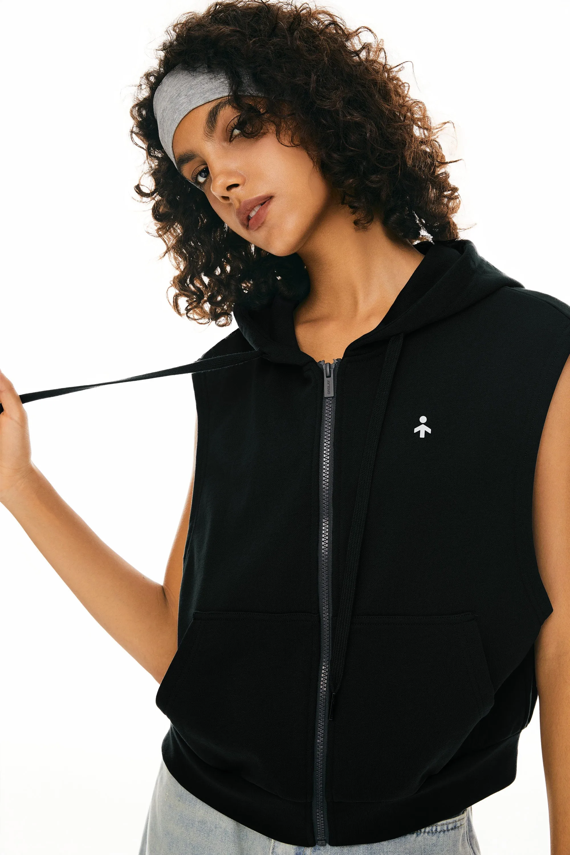 Zip Up Sleeveless Hoodie