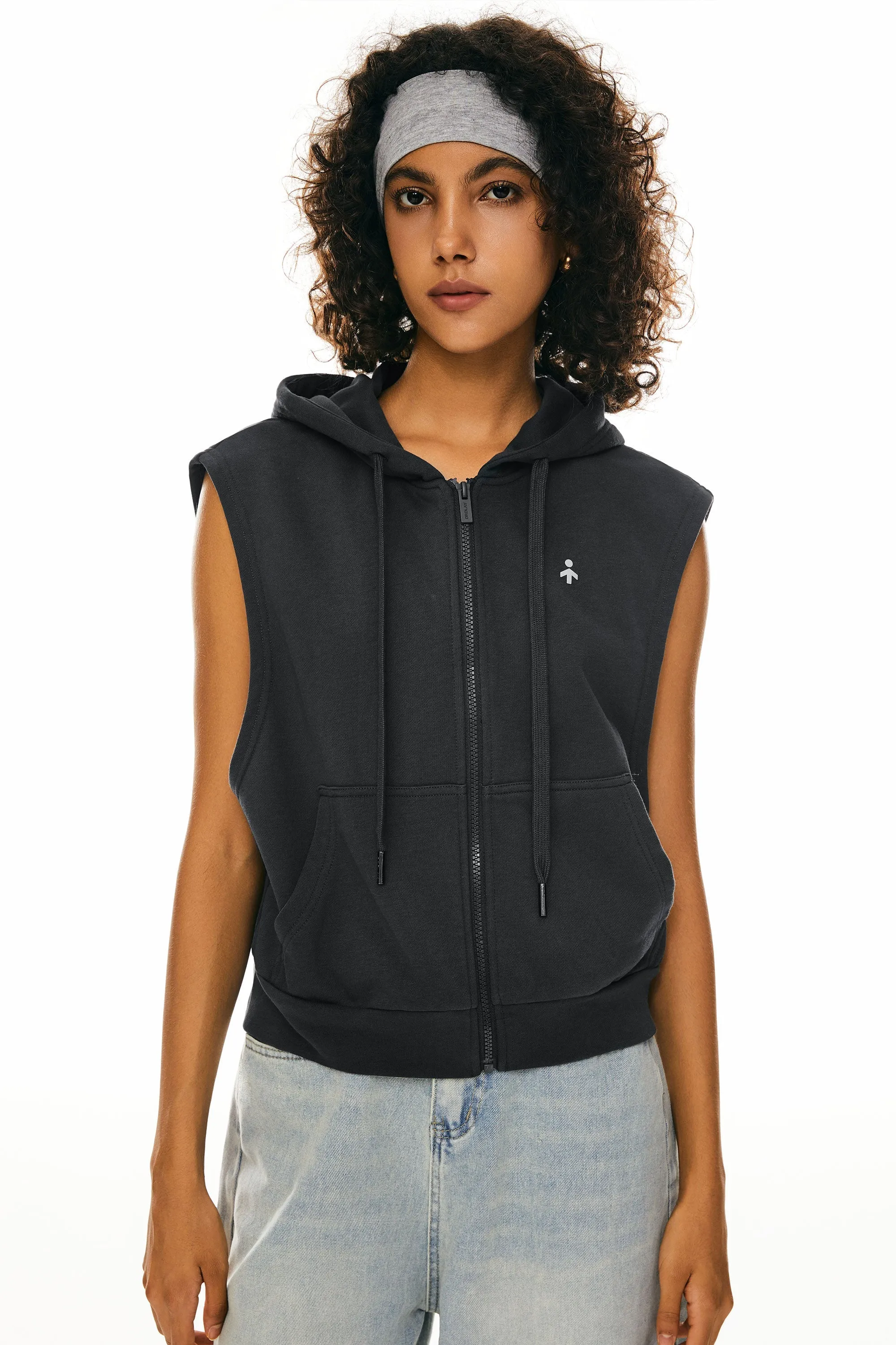 Zip Up Sleeveless Hoodie