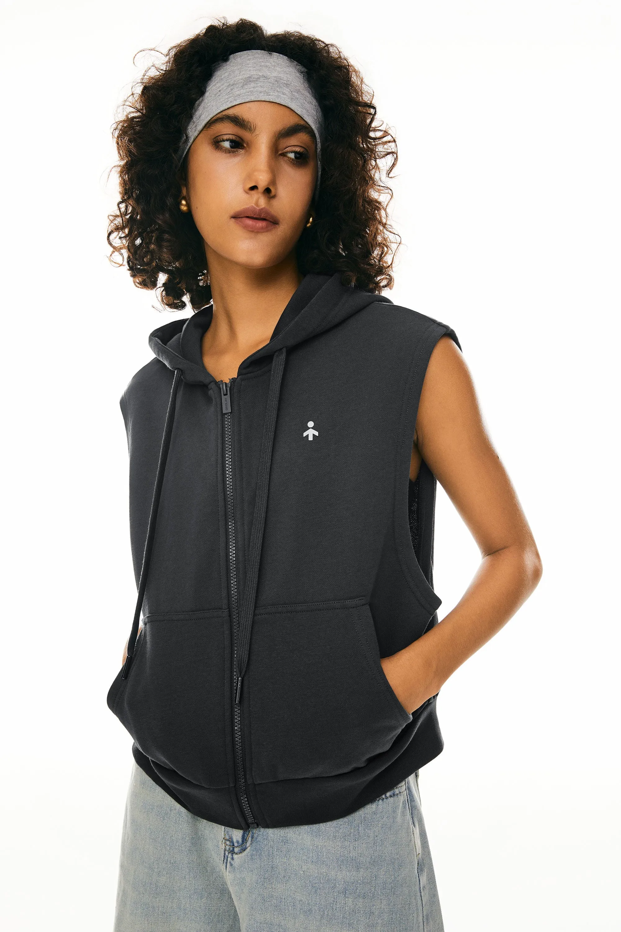 Zip Up Sleeveless Hoodie