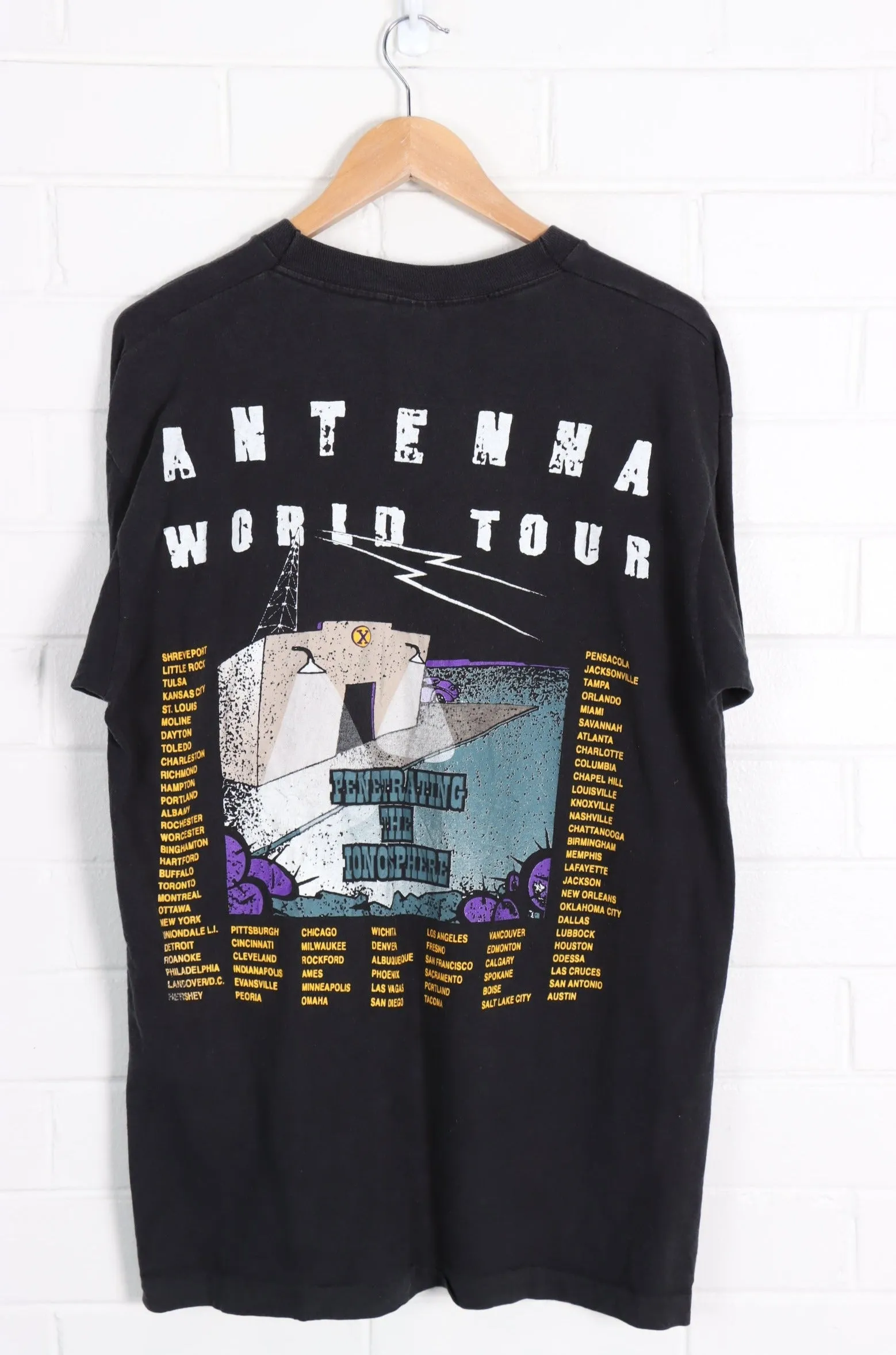 ZZ Top 90s Antenna World Tour Single Stitch T-Shirt USA Made (L-XL)