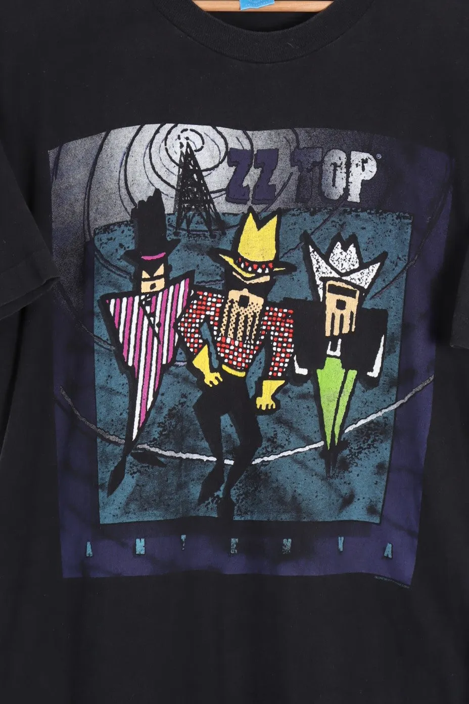 ZZ Top 90s Antenna World Tour Single Stitch T-Shirt USA Made (L-XL)